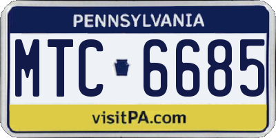 PA license plate MTC6685