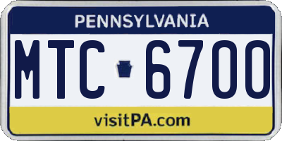 PA license plate MTC6700