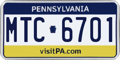 PA license plate MTC6701