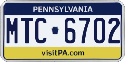 PA license plate MTC6702