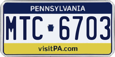 PA license plate MTC6703