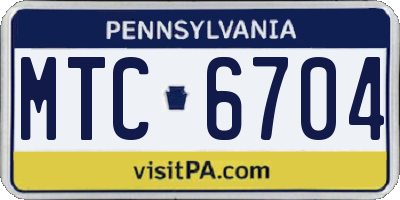 PA license plate MTC6704