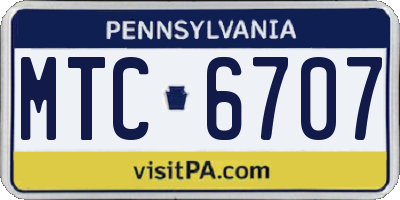 PA license plate MTC6707