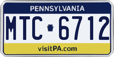 PA license plate MTC6712