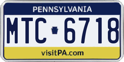 PA license plate MTC6718