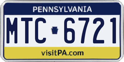 PA license plate MTC6721