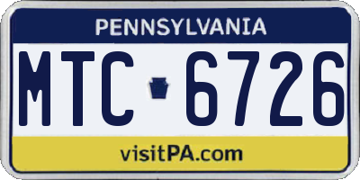 PA license plate MTC6726