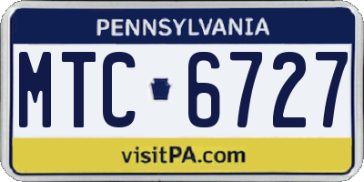 PA license plate MTC6727