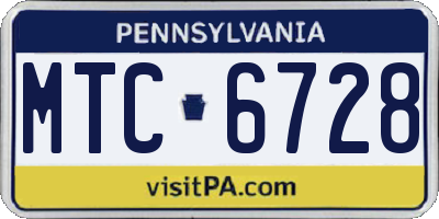 PA license plate MTC6728