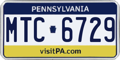 PA license plate MTC6729