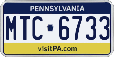 PA license plate MTC6733