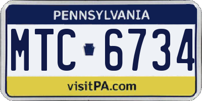 PA license plate MTC6734