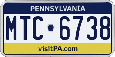 PA license plate MTC6738