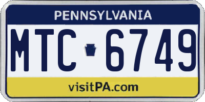 PA license plate MTC6749