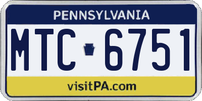 PA license plate MTC6751