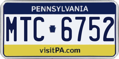 PA license plate MTC6752