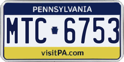 PA license plate MTC6753