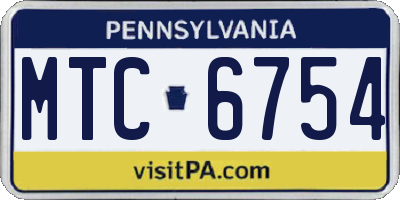 PA license plate MTC6754
