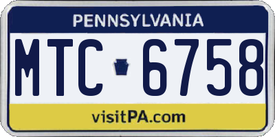 PA license plate MTC6758