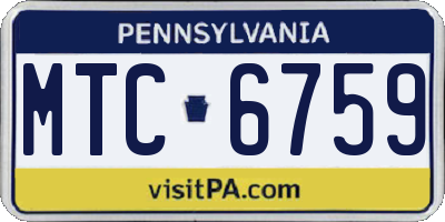 PA license plate MTC6759