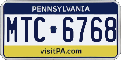 PA license plate MTC6768