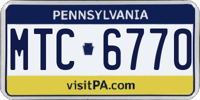 PA license plate MTC6770