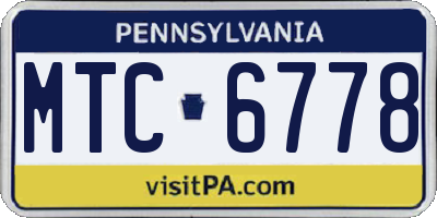 PA license plate MTC6778