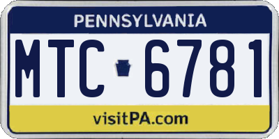 PA license plate MTC6781