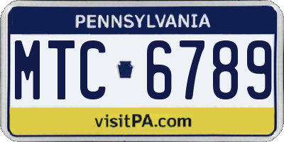 PA license plate MTC6789