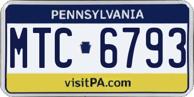 PA license plate MTC6793