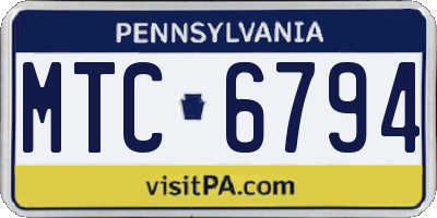 PA license plate MTC6794