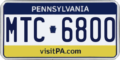 PA license plate MTC6800