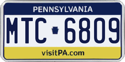 PA license plate MTC6809