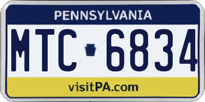 PA license plate MTC6834