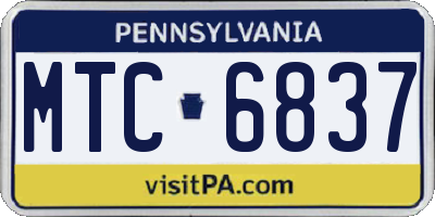 PA license plate MTC6837