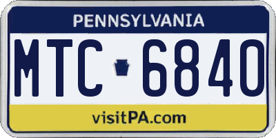 PA license plate MTC6840