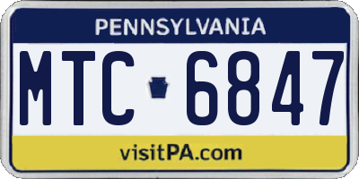 PA license plate MTC6847