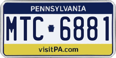 PA license plate MTC6881