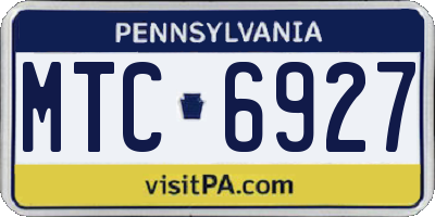 PA license plate MTC6927