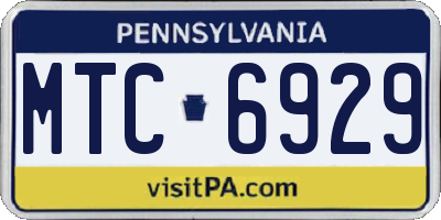 PA license plate MTC6929