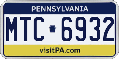 PA license plate MTC6932