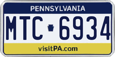 PA license plate MTC6934