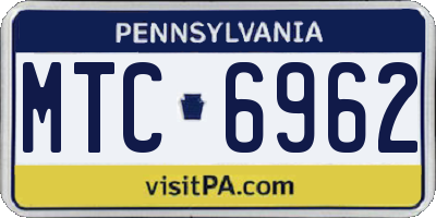 PA license plate MTC6962