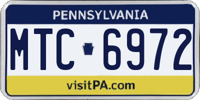 PA license plate MTC6972