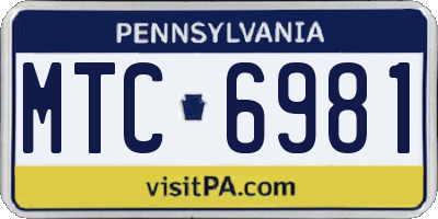PA license plate MTC6981