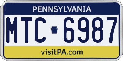 PA license plate MTC6987