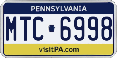 PA license plate MTC6998