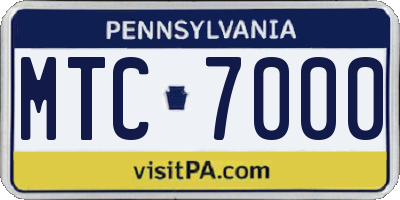 PA license plate MTC7000