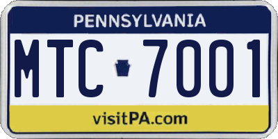 PA license plate MTC7001