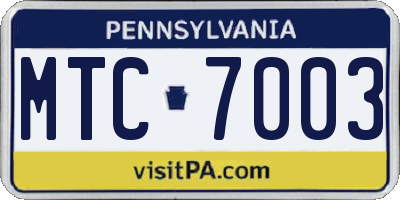 PA license plate MTC7003